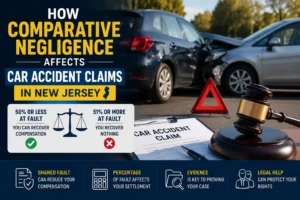 Comparative negligence in New Jersey car accident claims showing how fault percentages affect compensation and settlement amounts