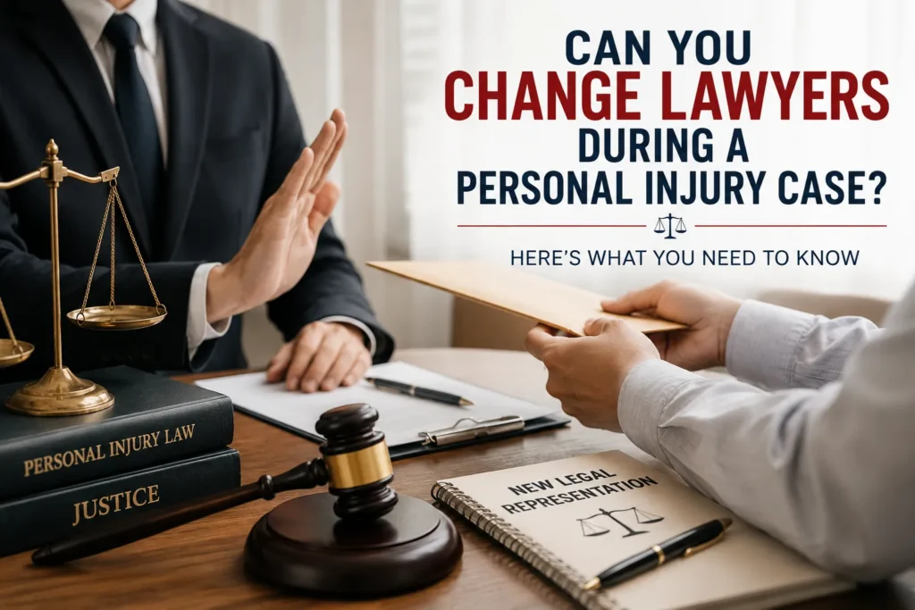 Client meeting with a personal injury attorney discussing how to change lawyers during an active personal injury case.
